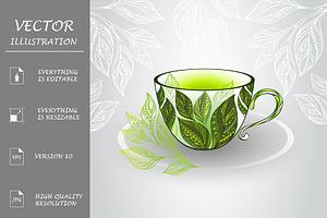 Cup with Green Tea, a Food Illustration by blackmoon9