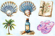 Watercolor Summer Vacation Clipart, an Illustration by Craft Nest (Thumbnail 3 of 9)
