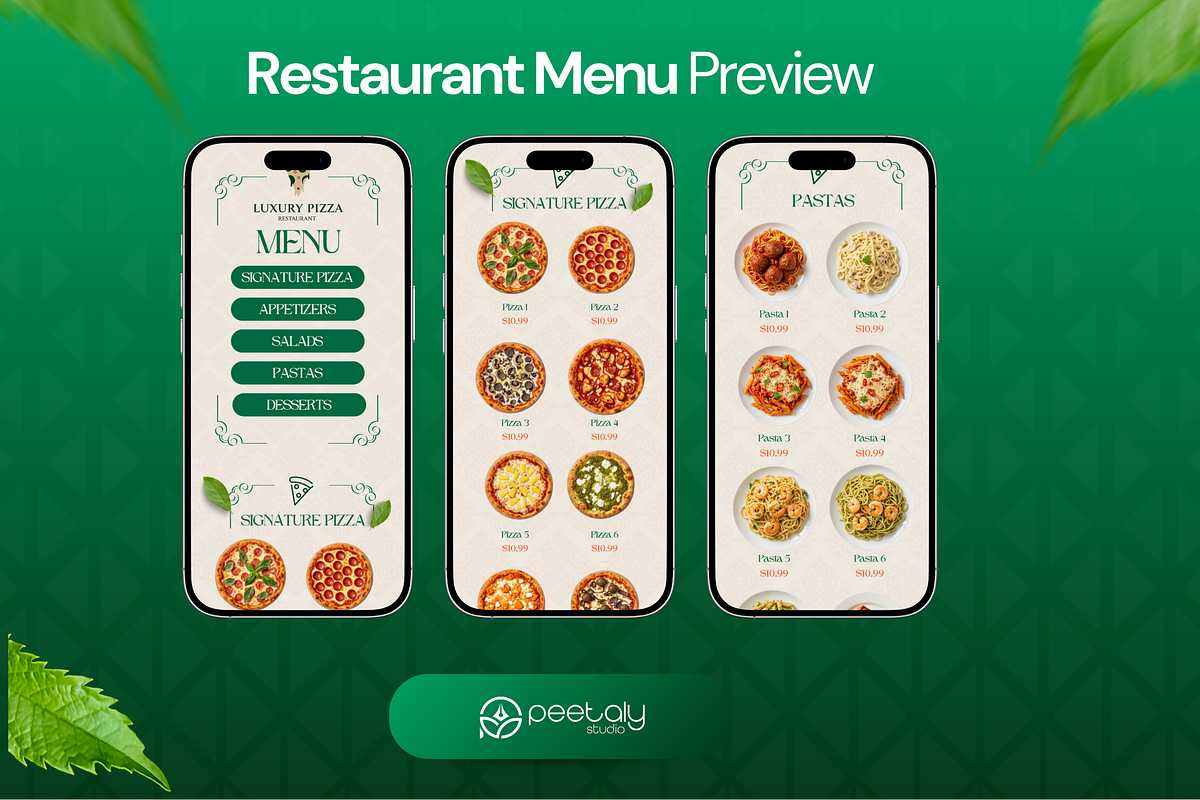 Pizza Restaurant Menu Canva Template, a Landing Page Template by PeetalyStudioDesigns (Photo 3 of 7)