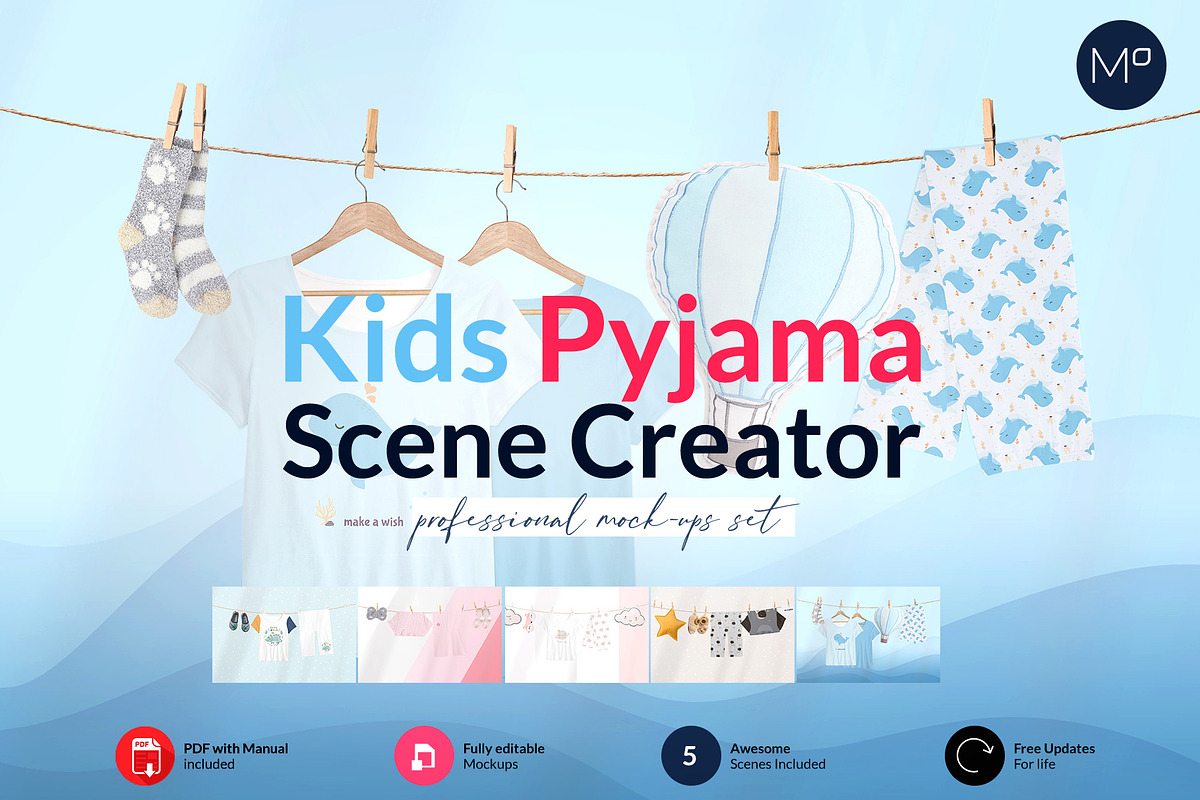 Kids Pyjama 5x Mock-ups, a Shirt Mockup by Mocca Mockups Store (Photo 2 of 6)