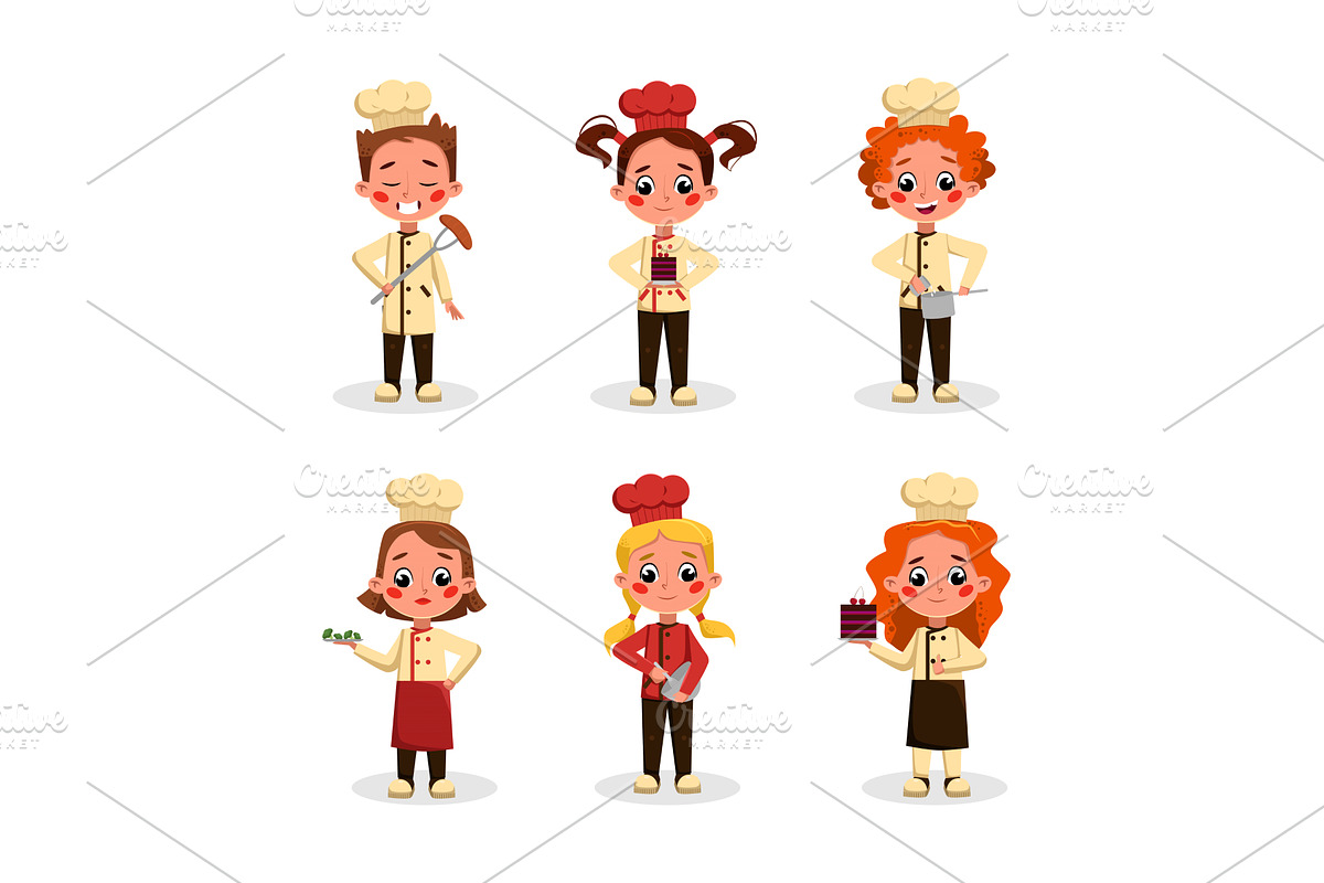 Little Boy and Girl Chef Character, a Person Illustration by TopVectors