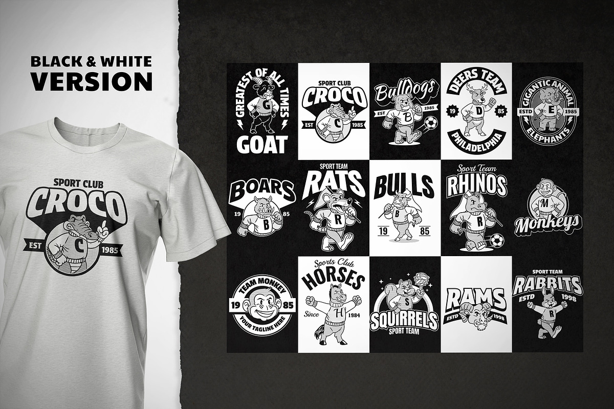 Retro Sport Animal T-Shirt Designs, a Sport Illustration by bazzier_graphik (Photo 3 of 6)