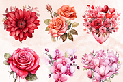 Valentine's Day Flowers Clipart, a Seasonal Illustration by GiraffeCreative (Thumbnail 4 of 9)