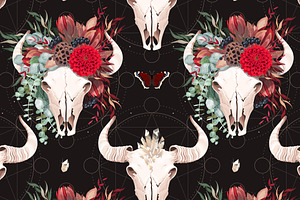 Pattern With Buffalo Skull