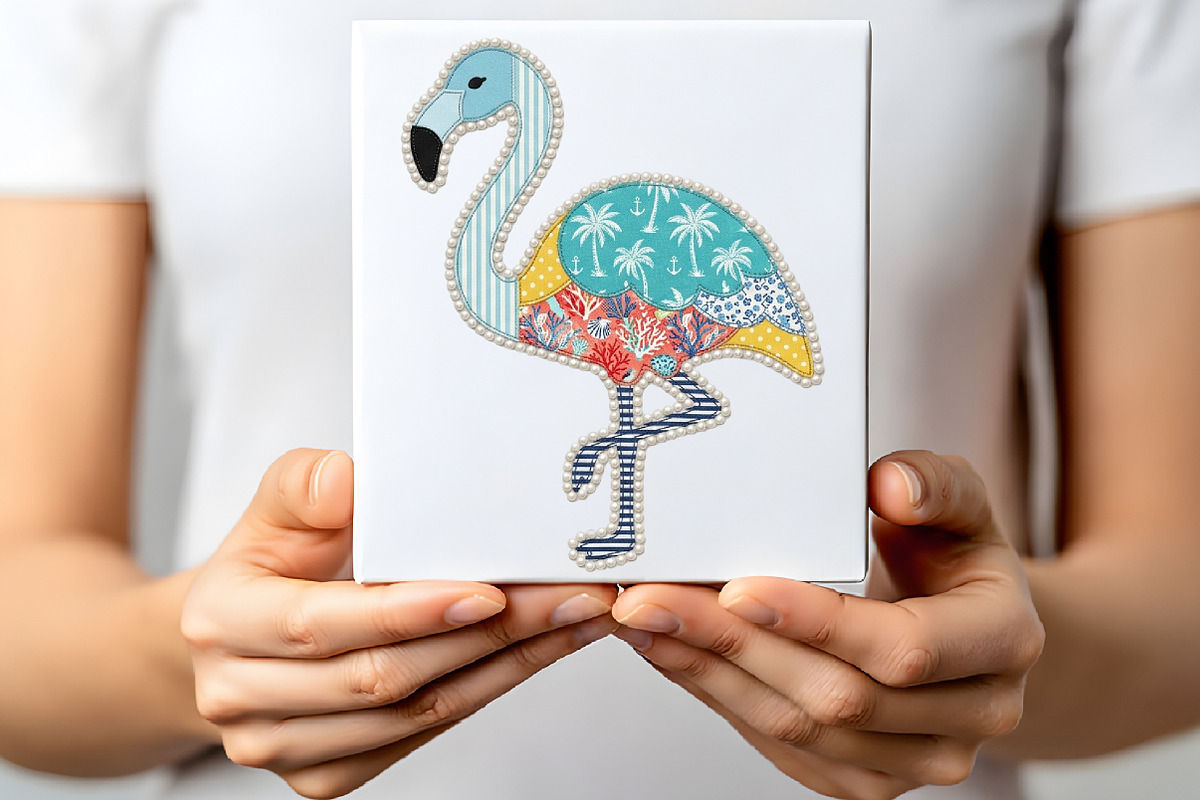 Patchwork Coastal Flamingo Summer PN, an Illustration by CraftArtStudio (Photo 2 of 4)