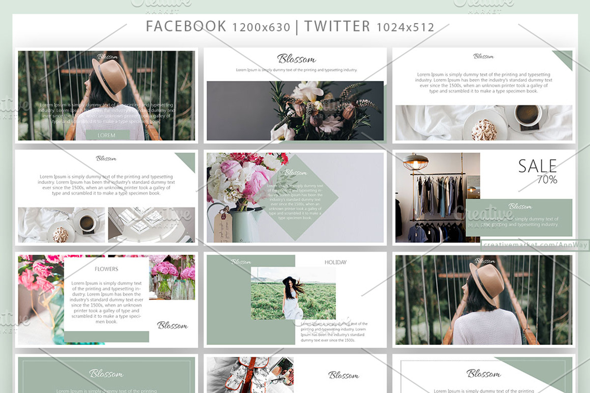 Social Media Pack / Kit 1, a Social Media Template by Blossom (Photo 3 of 5)
