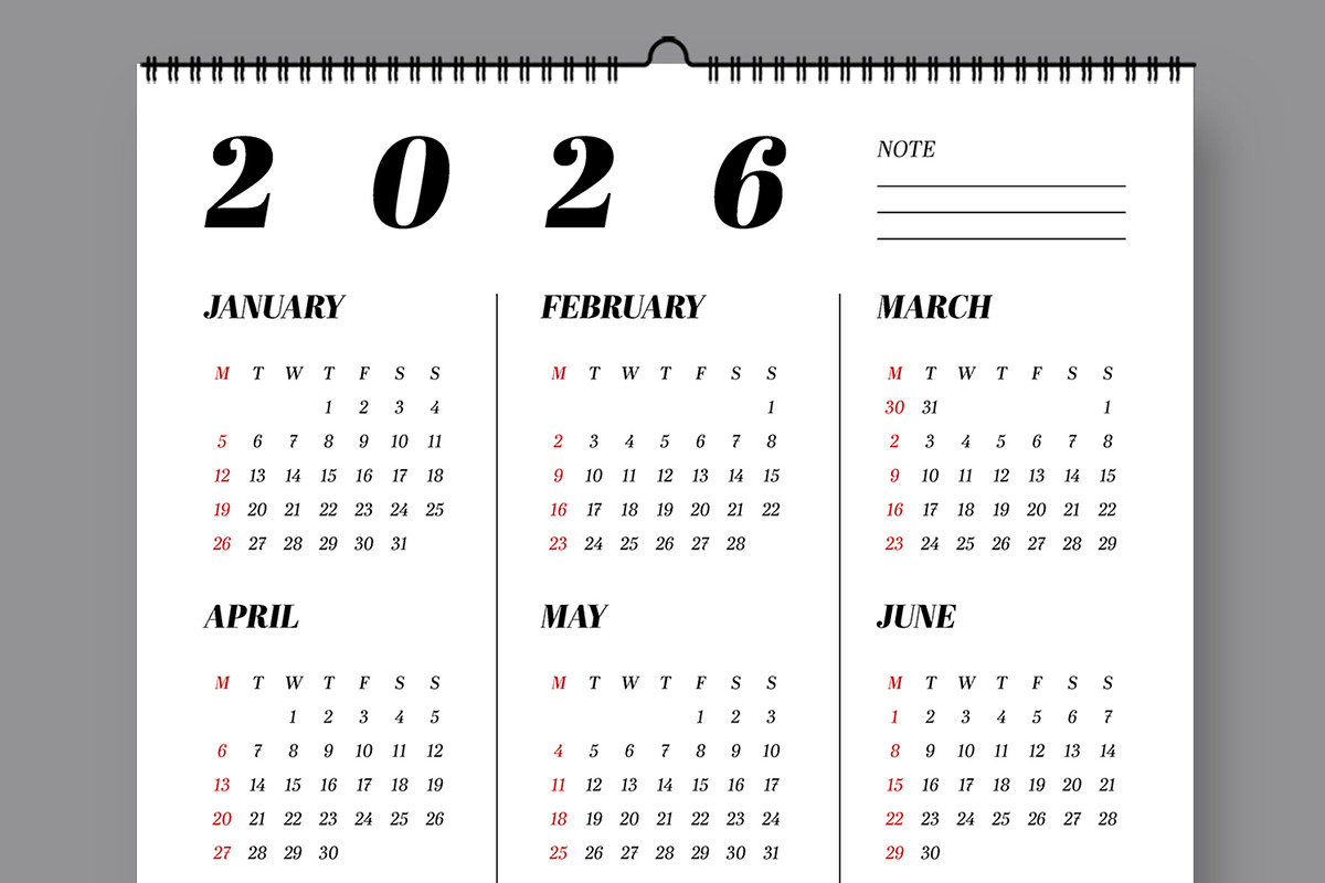 2026 Wall Calendar Template, a Stationery Template by ContestDesign (Photo 2 of 3)