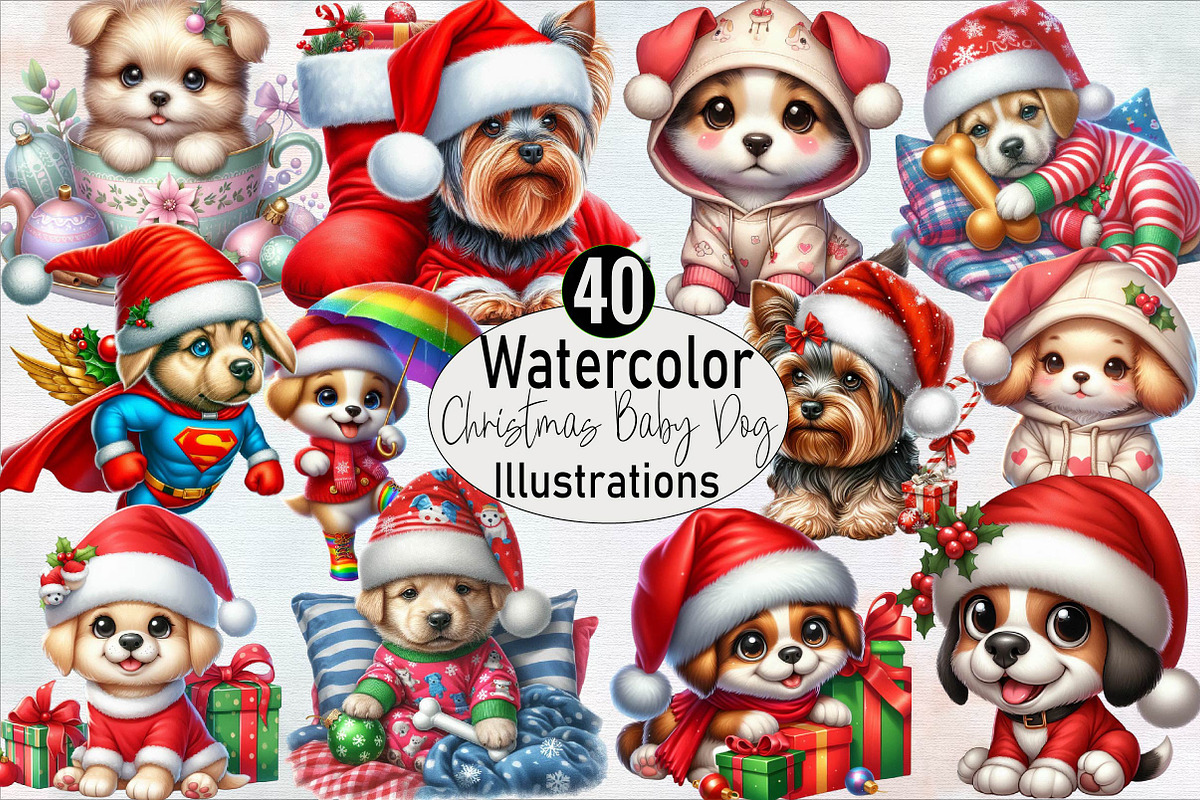 Christmas Baby Dog Sublimation Clipa, an Illustration by SVGArt (Photo 1 of 8)
