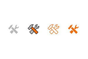 Four hammer and wrench icons in, an Object Illustration by skripnikbb