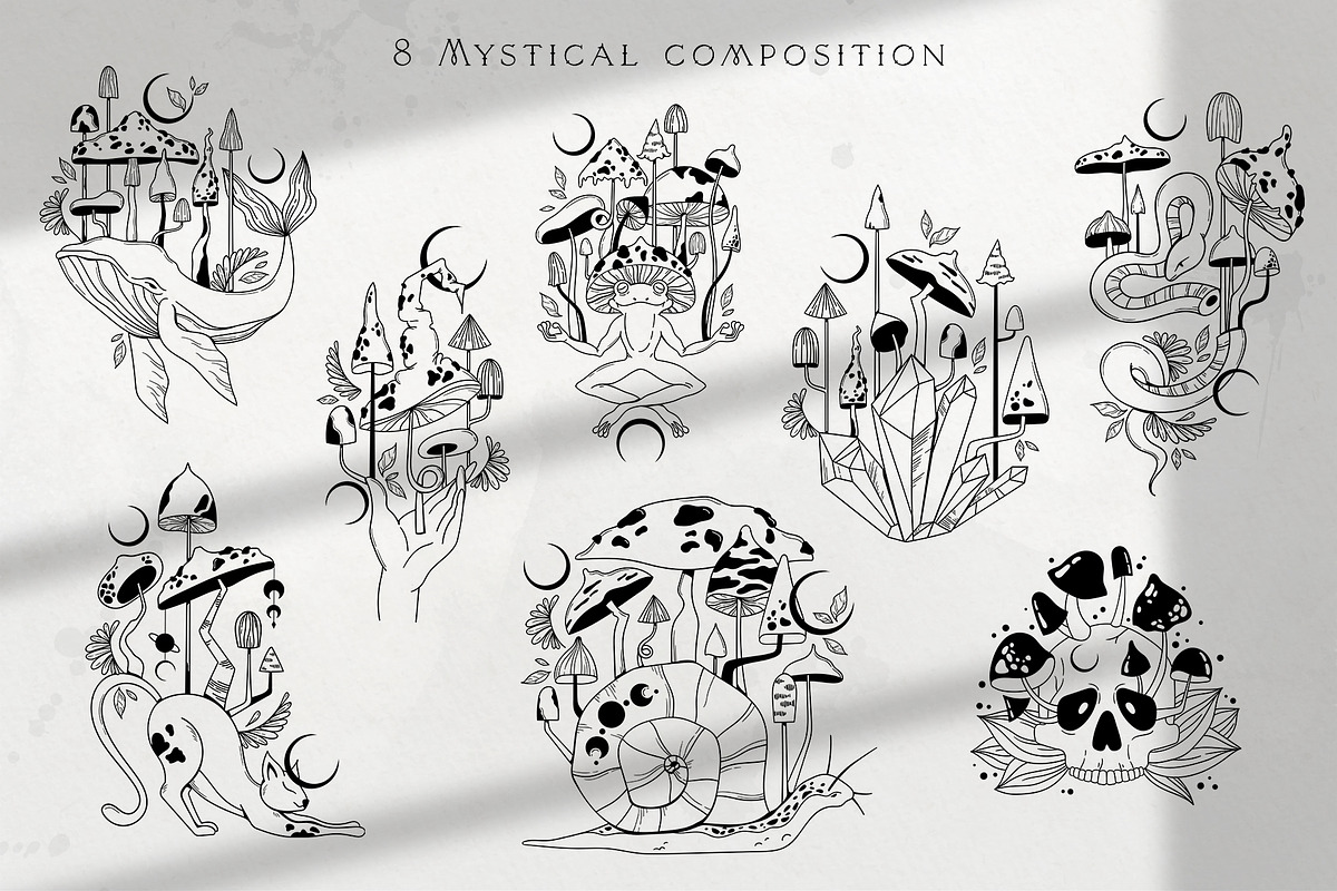 Mystical Mushrooms - graphic kit, an Animal Illustration by My Space Garden (Photo 3 of 17)