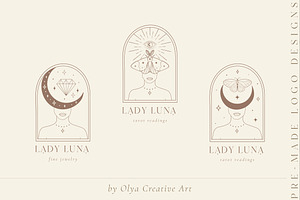 Lady Luna Pre-Made Logo Designs, a Branding & Logo Template by Olya Creative
