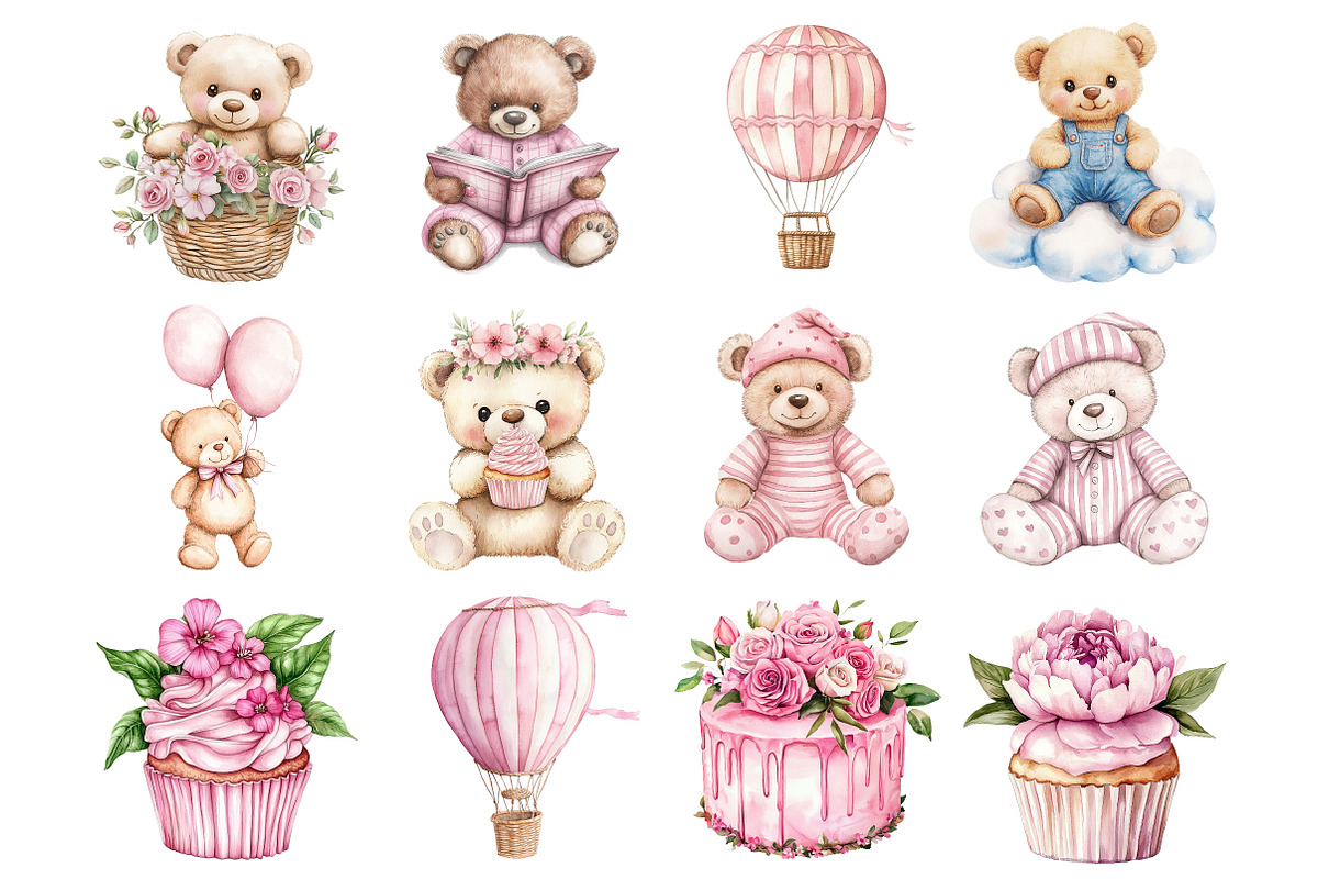 Watercolor Baby Shower Clipart, a Seasonal Illustration by CitraGraphics (Photo 2 of 4)