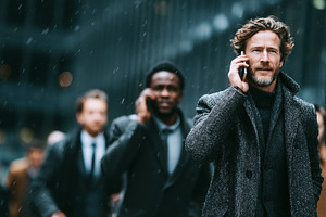 Diverse professionals commuting outdoors in winter with business attire and pho, a Person Photo by AS photostudio