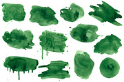 12 Green Watercolor Elements, a Background Graphic by Irina (Thumbnail 2 of 6)