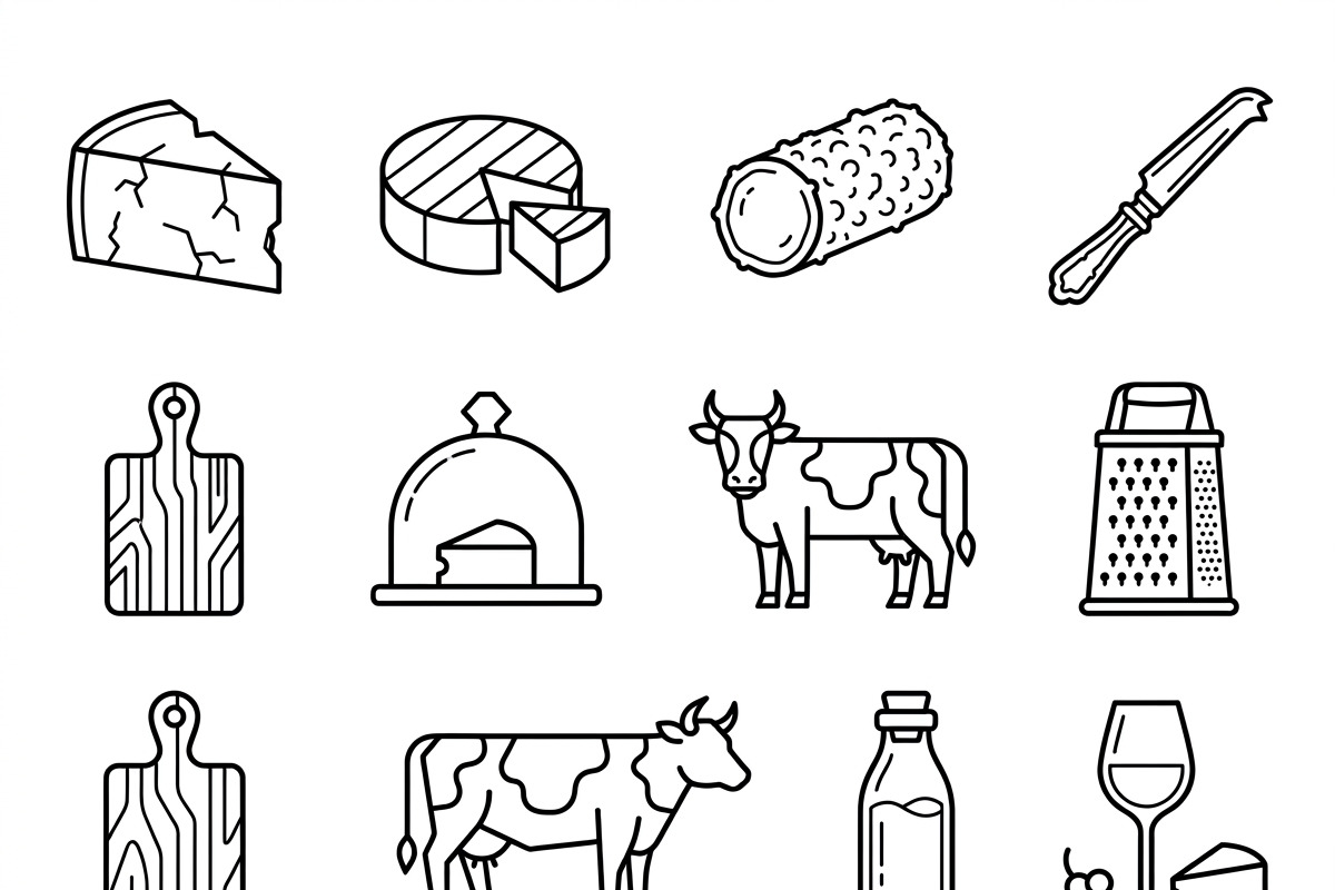 Bundles Set Cheese Brand Icons, an Outline Icon by adenpinkstore (Photo 2 of 13)