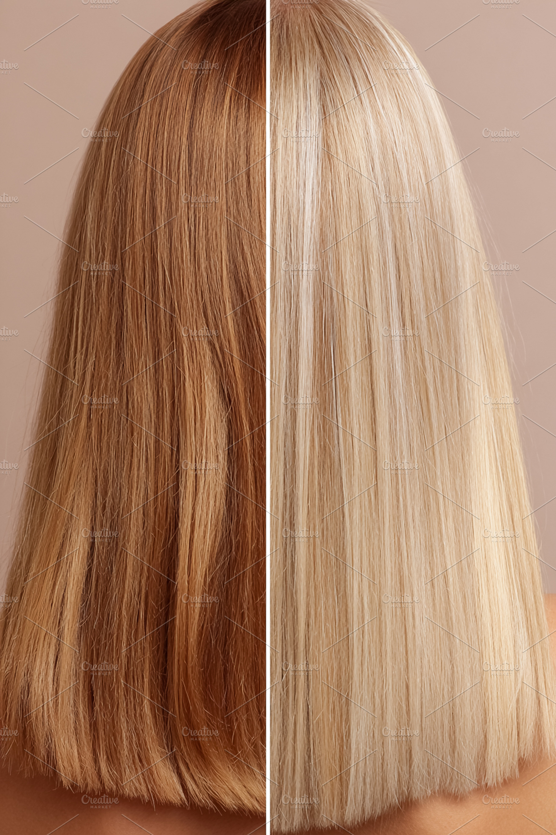 Woman's hair before and after coloring, showing transformation f, a Photo by Studio ANNA