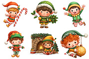 Whimsical Christmas Elf Clipart, an Illustration by Craft Nest (Thumbnail 3 of 11)