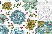 Succulent vector pattern & invite, a Pattern Graphic by OctoPaper (Thumbnail 2 of 5)