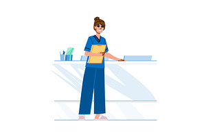 Nurse holding patient's medical, a Healthcare Illustration by pikepicture