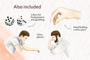 Chess Checkers Backgammon Clipart, a Sport Illustration by Elena Malgina Clipart (Thumbnail 3 of 11)
