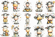 Whimsical Valentine Cow Clipart, an Illustration by Libby Wishes (Thumbnail 2 of 6)