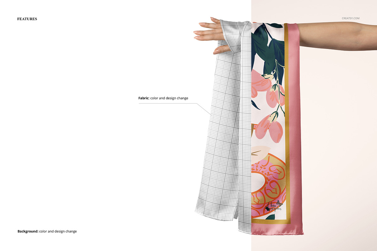 Silk Scarf Draped Over Hand Mockup, a Mask Mockup by creatsy5 (Photo 3 of 6)