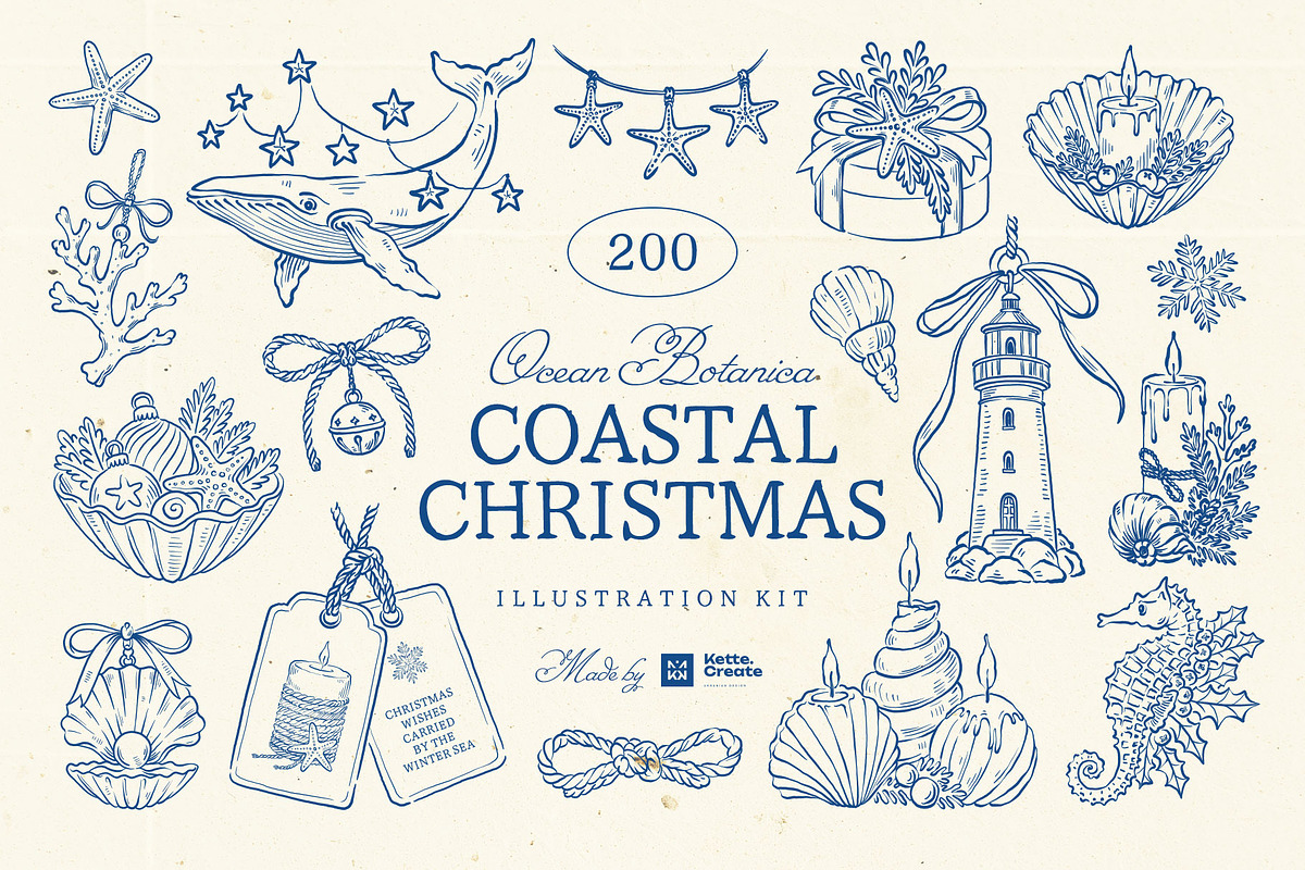 Coastal Christmas Illustration Kit, a Seasonal Illustration by KetteCreate (Photo 1 of 21)