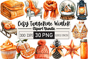 Cozy Tangerine Winter Clipart, an Illustration by Black Bird Studio (Thumbnail 1 of 6)
