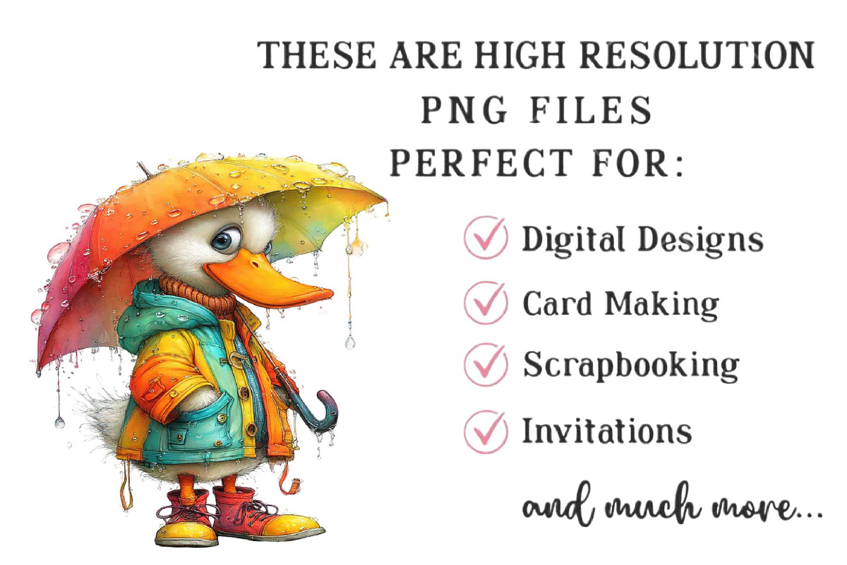 Quirky Duck Watercolor Clipart, an Illustration by DreamPrint404 (Photo 7 of 7)
