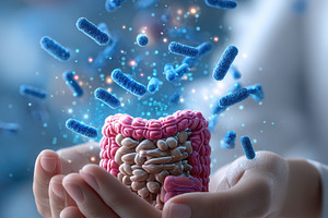 Gut microbiome health human hands ho, a Photo by Pixeness Studio