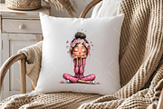 Whimsical Floral Girl Clipart, an Illustration by OK Design (Thumbnail 4 of 6)