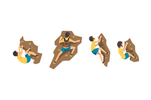 Man Mountain Climbing Rock and, a Person Illustration by TopVectors