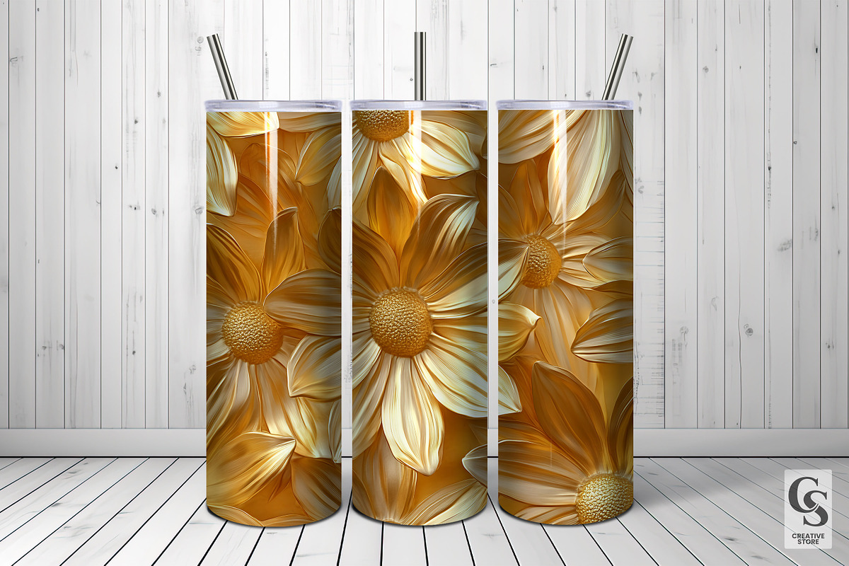 Gold Daisy Flowers Seamless Patterns, a Pattern Graphic by Creative Store (Photo 5 of 5)