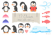 Penguins | Cute Vector Clip Art, an Animal Illustration by Jen Digital Art (Thumbnail 2 of 4)