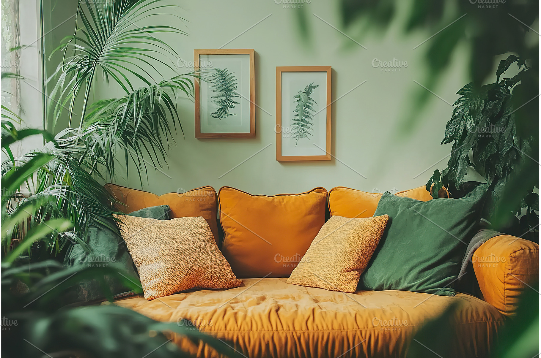 Biophilic Living Room Design with, a Background Photo by Lermont51