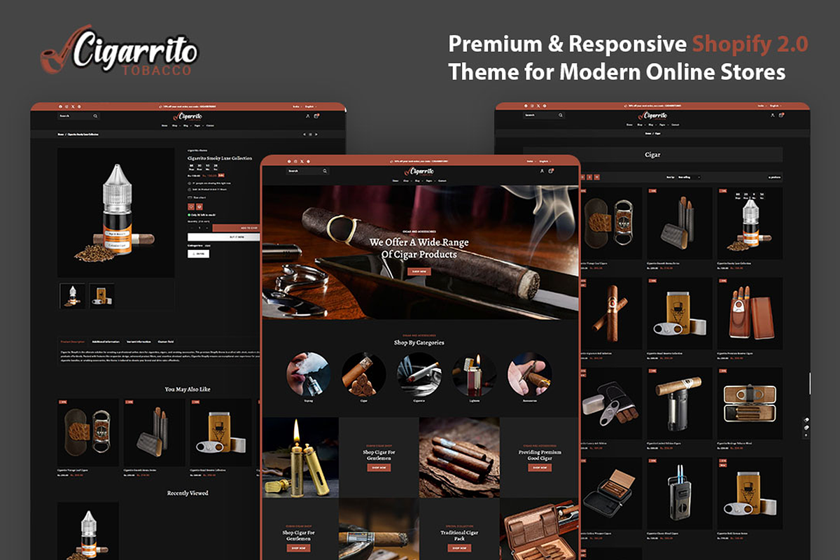 Tobacco Shopify 2.0 Theme, a Shopify Template by LogicGo Shopify Experts (Photo 1 of 6)