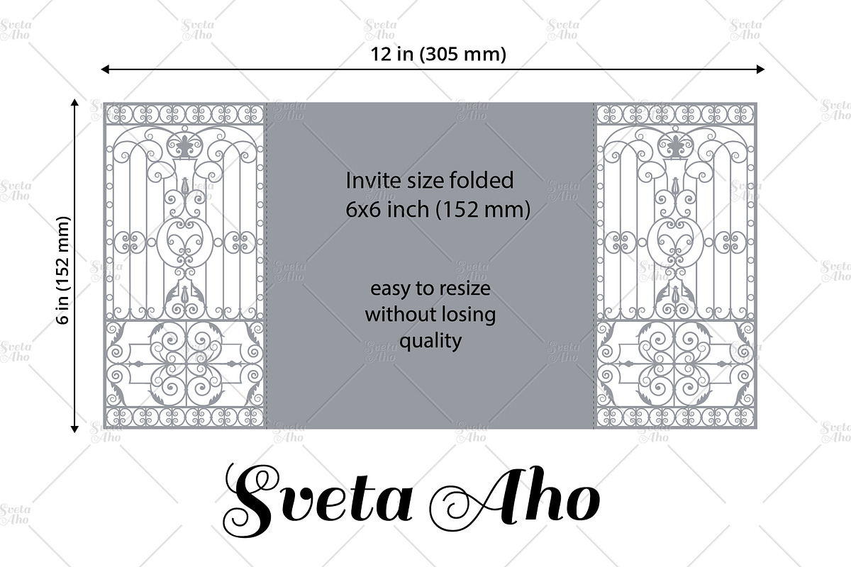 Gate Fold 6x6 Wedding Invitation preview 2