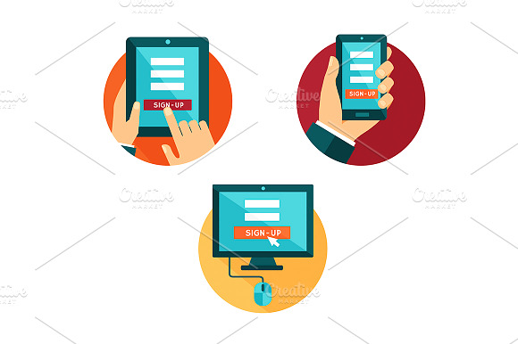 Flat Icons With Different Devices