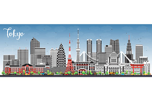 Tokyo Japan city skyline.