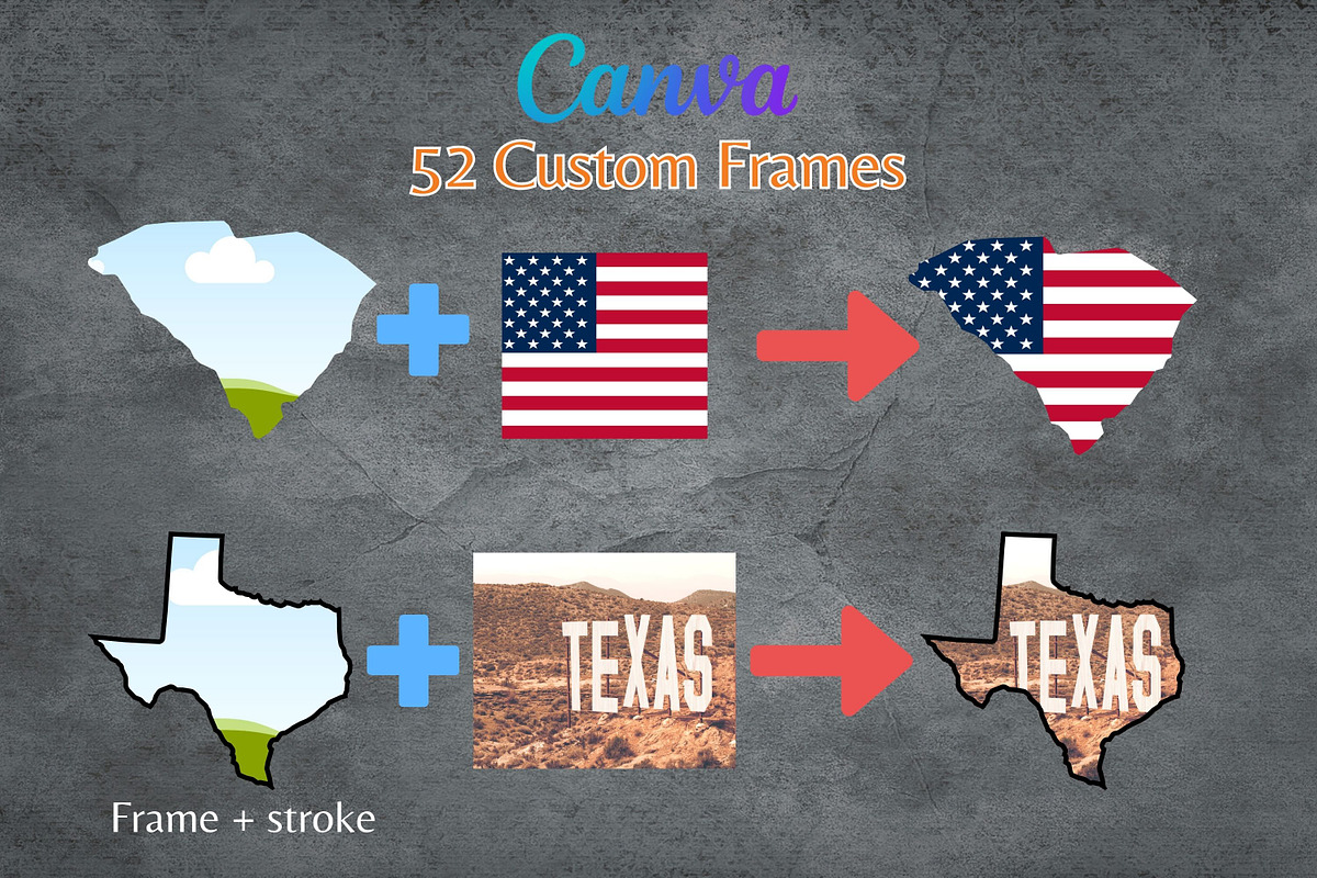 52 Canva Frames of USA States & USA, a Templates & Theme by Adalin Shop (Photo 4 of 8)