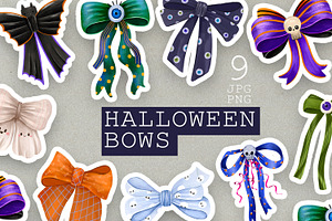 Halloween Bows Clipart Hand Drawn