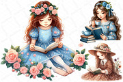 Girl in Floral Dress Read Book Clipa, an Illustration by DreamPrint404 (Thumbnail 3 of 4)