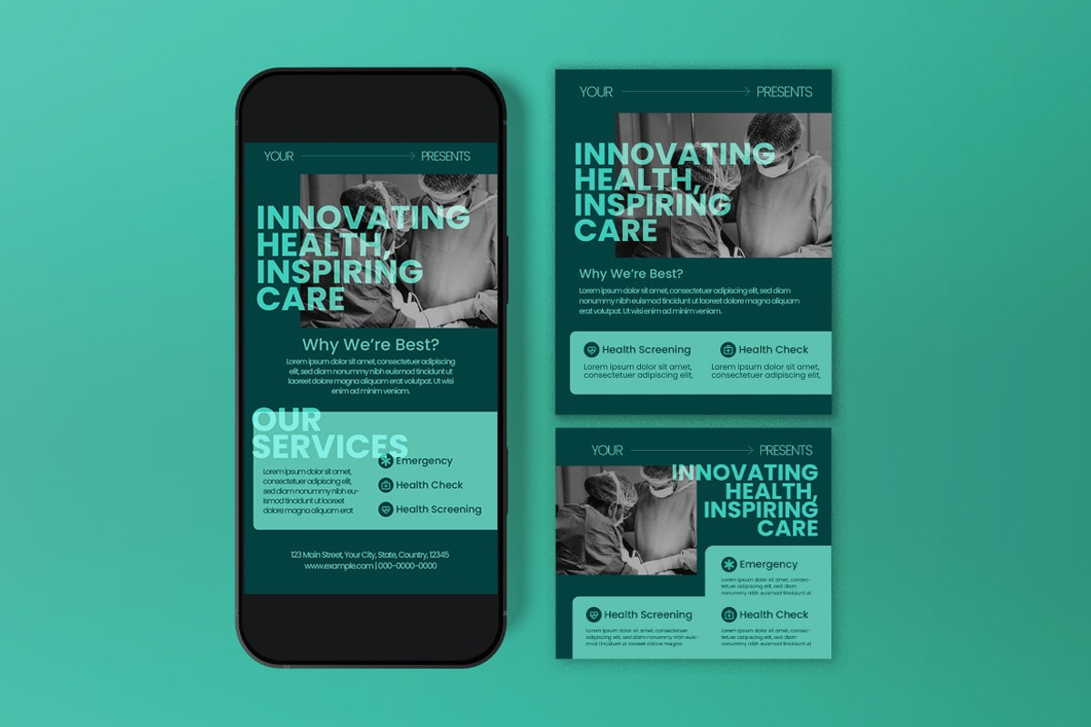 Green Utilitarian Hospital Flyer Set, a Flyer Template by graphicook (Photo 3 of 3)