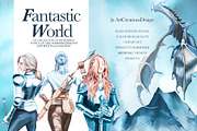 Watercolor Fantastic World Clipart, a Person Illustration by ArtCreationsDesign (Thumbnail 1 of 23)