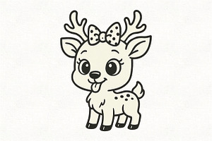 Funny Reindeer PNG Cute Christmas, an Illustration by CraftArtStudio