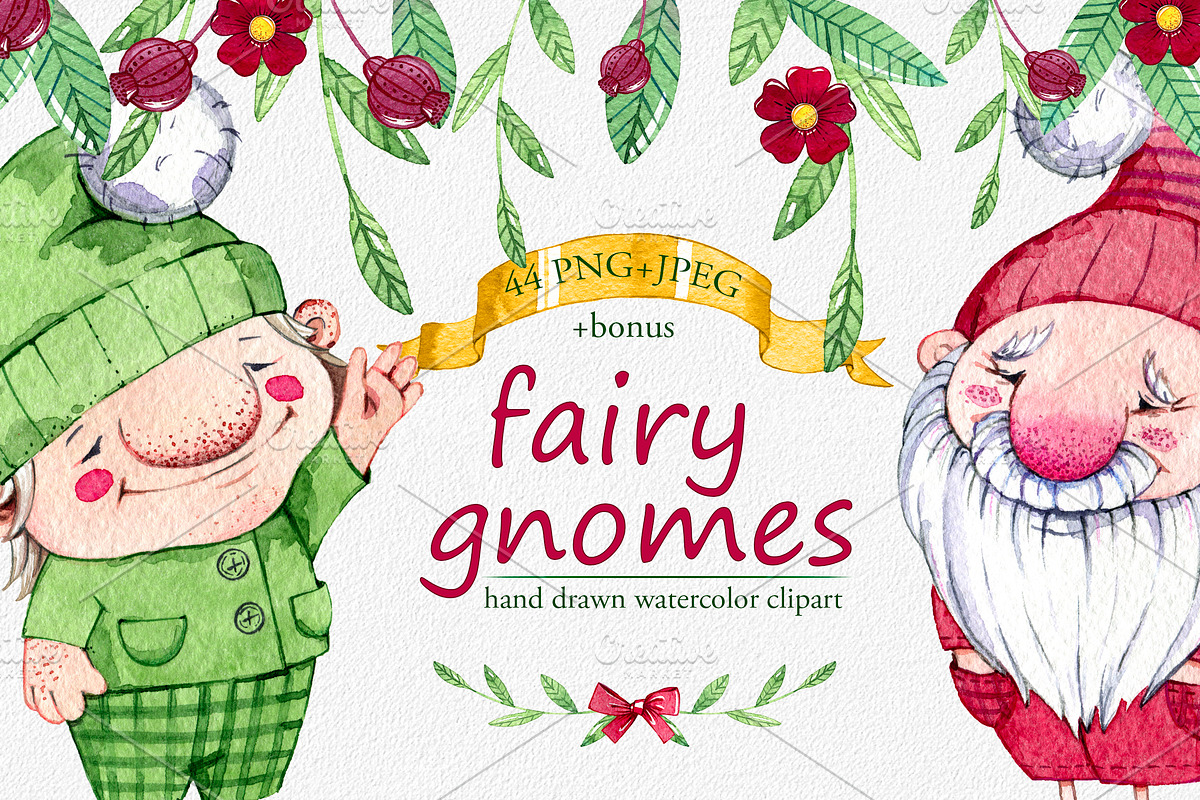 hand drawn watercolor fairy gnomes, a Decorative Illustration by OlyaSenko (Photo 1 of 7)