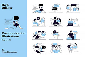 People communicating via chat, a Person Illustration by Creative Graphics