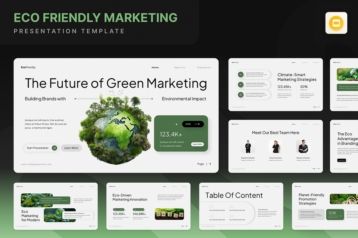 Eco Friendly Marketing Google Slides, a Presentation Template by Annora Studio (Photo 1 of 7)