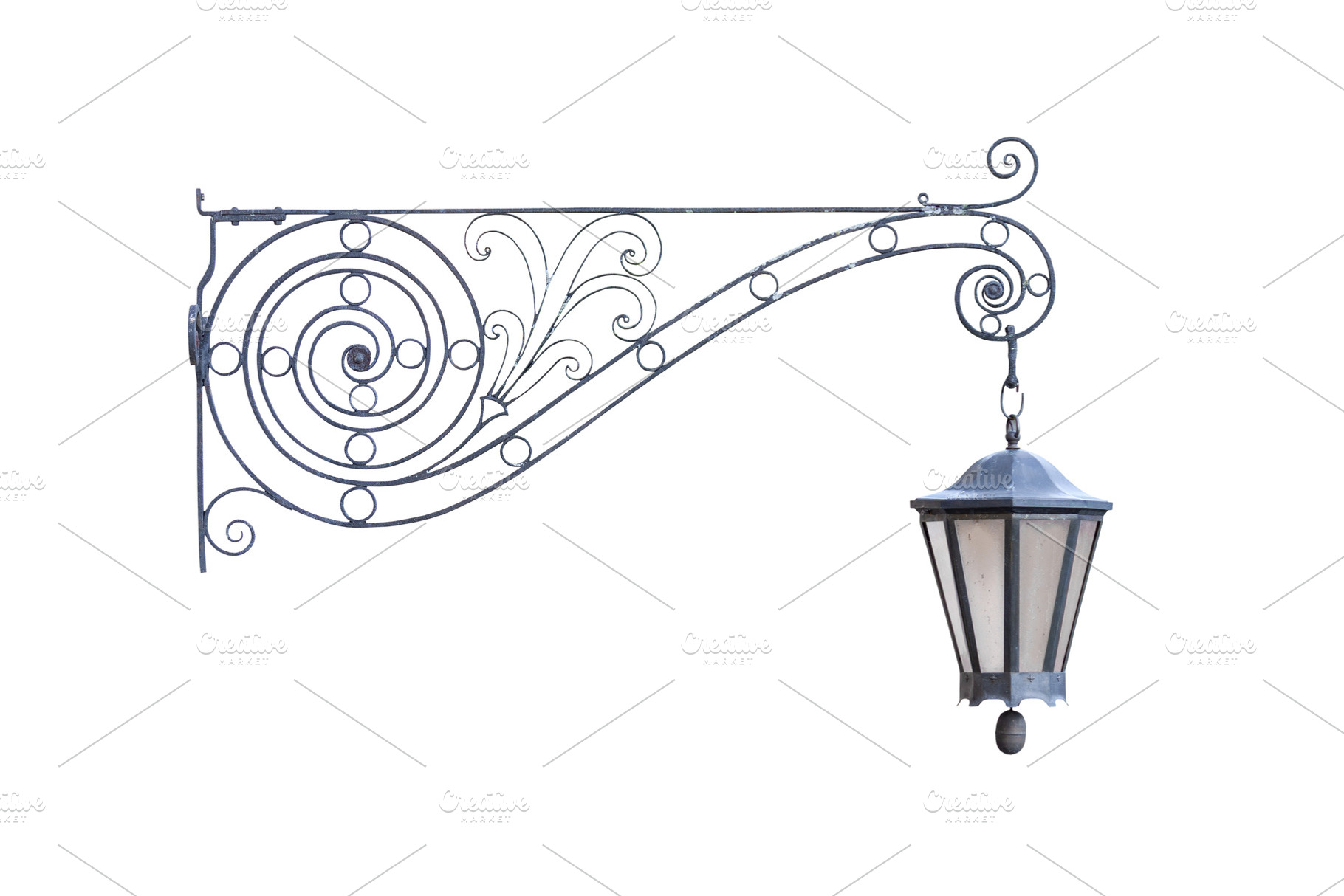 Vintage hanging street lamp isolated, an Architecture Photo by BOOCYS