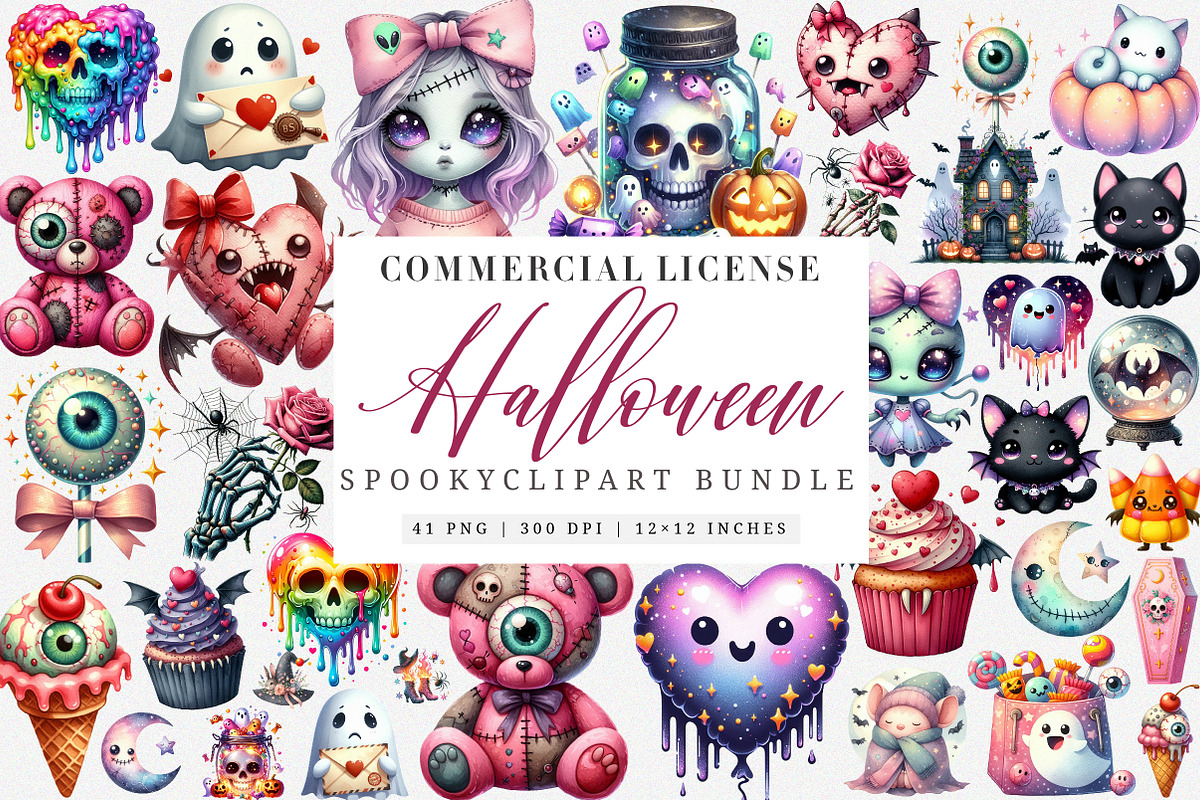 Watercolor Spooky Cute PNG, an Illustration by SinaCreation (Photo 1 of 7)